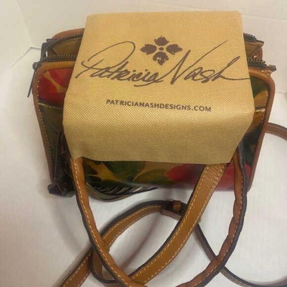 Patricia Nash Floral Satchel‎ Top Handle Leather Bag Purse Medium - Picture 8 of 8